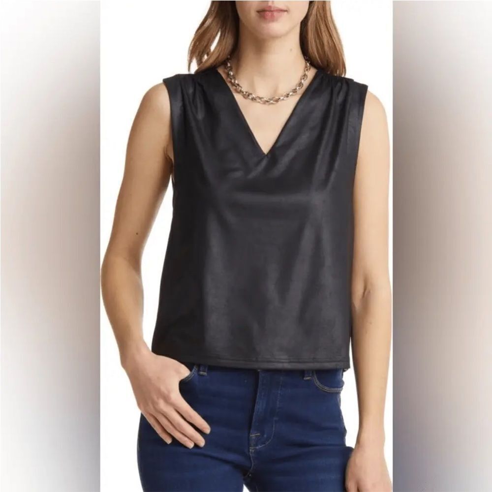 Halogen Black Media Sleeveless Top